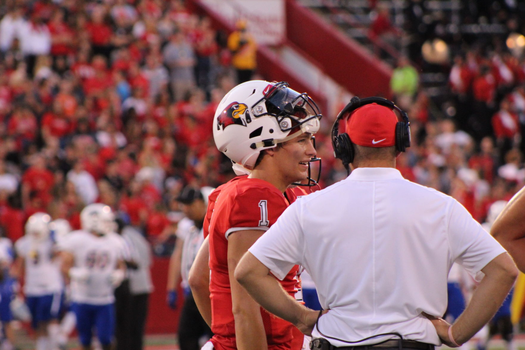 redbirds vs morehead football brady davis and coach spack